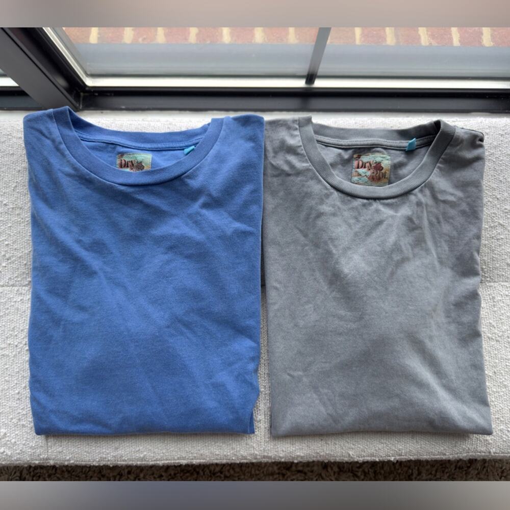 Dry Rot Blue & Grey Short Sleeve Shirt Bundle 100% Cotton Size Large